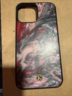 Keyway iPhone 13 Pro Max Red & Black Marble Protective Phone Case